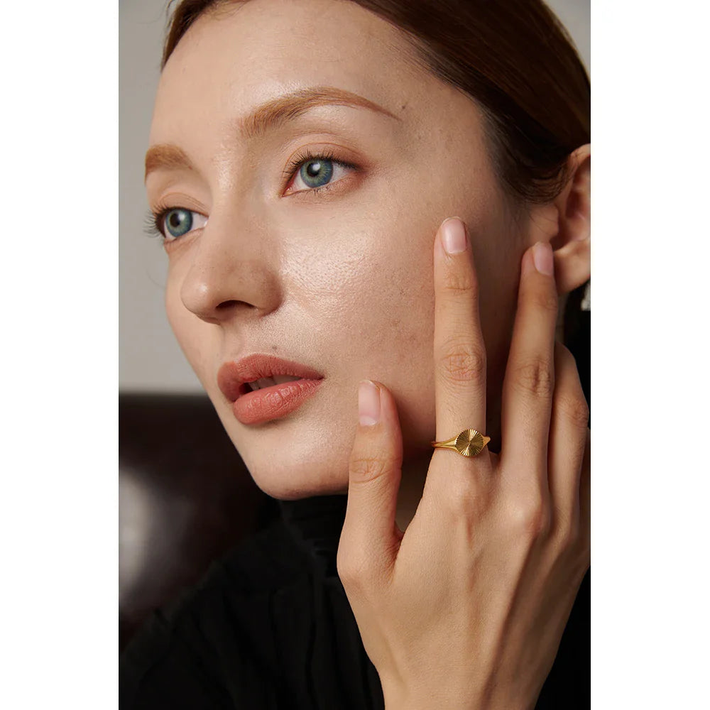 Anel Geo Dourado Aço Inoxidável