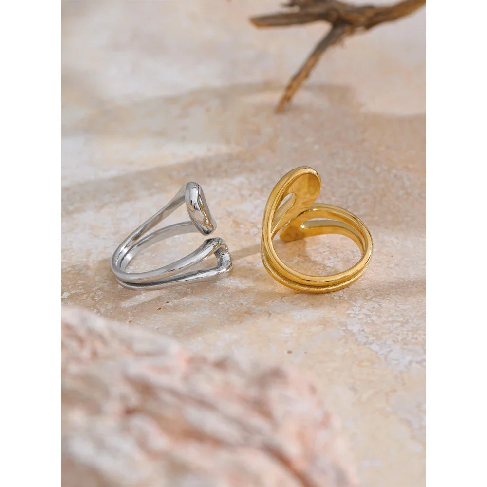 Anel Minimal Ajustável com Banho de Ouro 18k