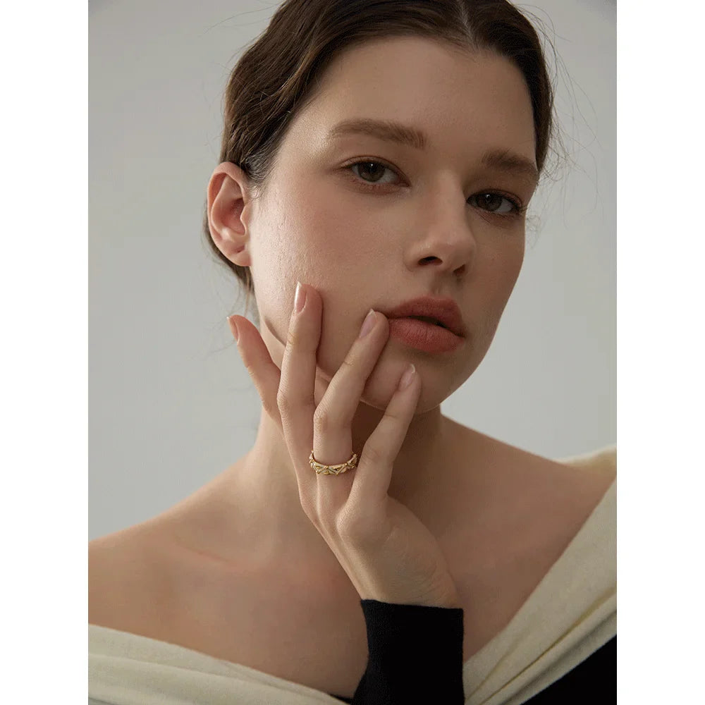 Anel Ouro Esmalte Branco