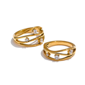 Anel Fashion Zircônia Cúbica Ouro 18K