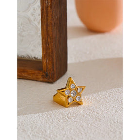 Anel Estrela Zircônia 18K Banhado Ouro