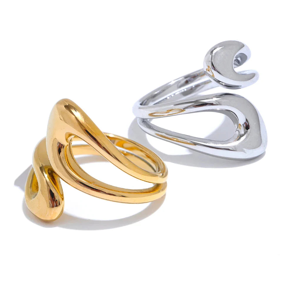 Anel Minimal Ajustável com Banho de Ouro 18k