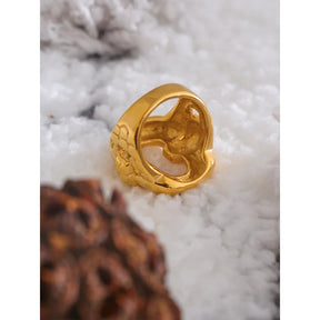 Anel Geométrico Textura Ouro 18k