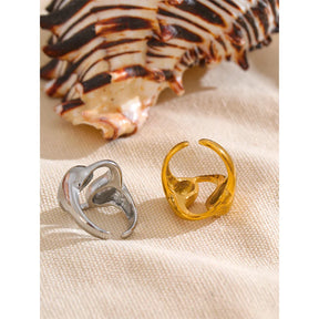 Anel Largo Oco Texturizado – Ouro 18K Aurora