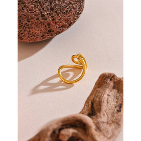 Anel Geométrico Dourado Aço Inoxidável