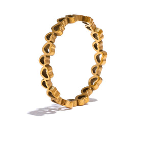 Anel Coração Fino Banhado a Ouro 18K