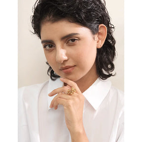 Anel Esferas Dourado 18K