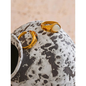 Anel Aberto Pedra Natural Ouro