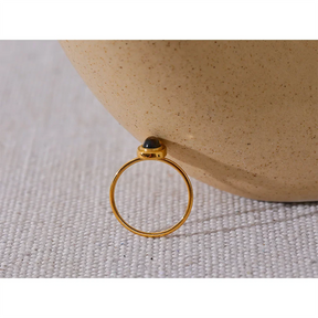 Anel Oval Fino Pedra Natural Ouro 18K
