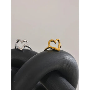 Anel Ajustável Coração Banhado a Ouro 18K