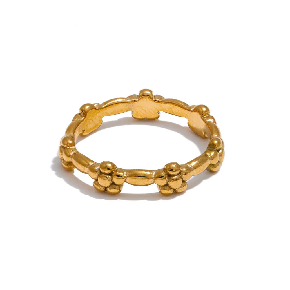 Anel Flor Fino Dourado 18K