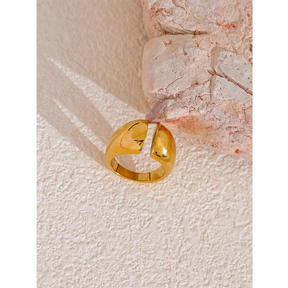 Anel Geométrico Minimalista Banhado a Ouro