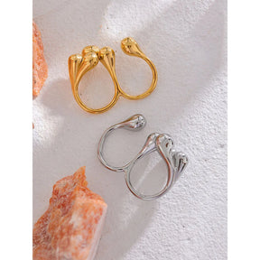 Anel Geométrico Dourado em Aço Inoxidável