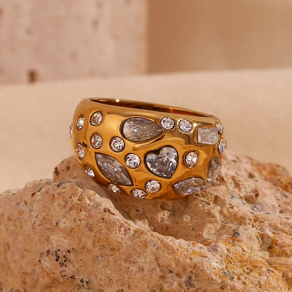 Anel Luxo Zircão Ouro 18K