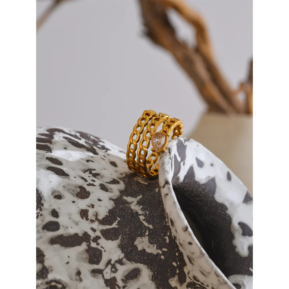 Anel Cobra Ajustável Banhado a Ouro 18K