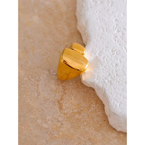 Anel Geométrico Dourado Aço Inoxidável