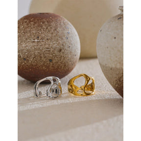 Anel Geométrico Aberto Ajustável – Banhado a Ouro 18K