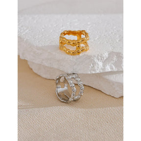 Anel Duplo Geométrico Ouro 18K