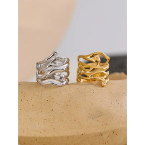 Anel Geométrico Elegante – Ouro 18K Valentina