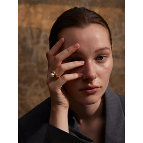 Anel Encanto de Pérola com Banho de Ouro 18k