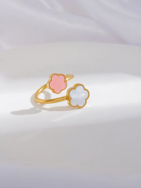 Anel Flores Sakura Folheado a Ouro 18K Ajustável