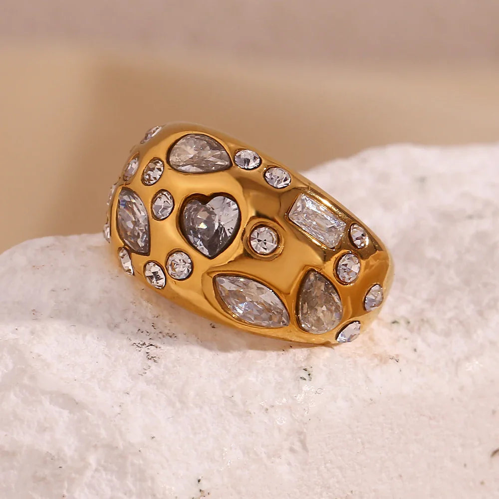 Anel Luxo Zircão Ouro 18K