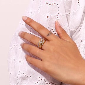 Anel Luxo Zircão Ouro 18K