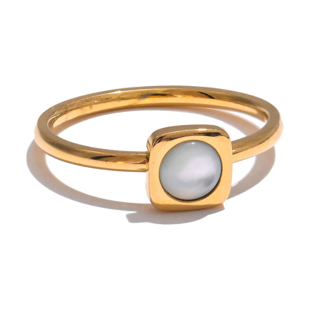 Anel Fino Concha Natural Ouro 18K