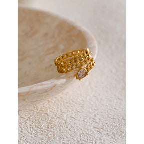 Anel Cobra Ajustável Banhado a Ouro 18K