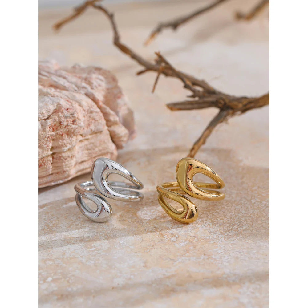 Anel Minimal Ajustável com Banho de Ouro 18k