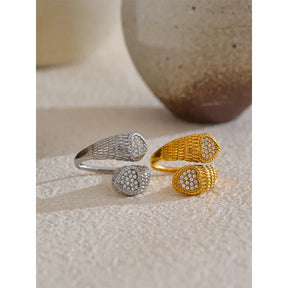 Anel Ajustável Coração com Zircônia – Ouro 18K