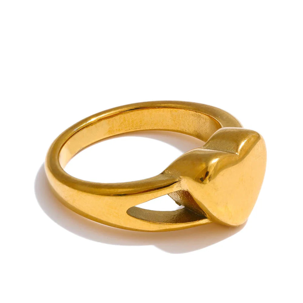 Anel Coração Dourado 18K