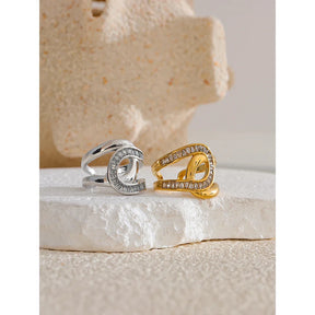 Anel Geométrico de Zircônia Banhado a Ouro 18K