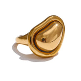 Anel de Coração em Aço Inoxidável Banhado a Ouro 18k