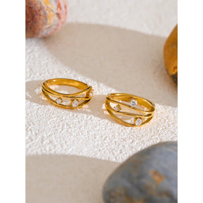 Anel Fashion Zircônia Cúbica Ouro 18K