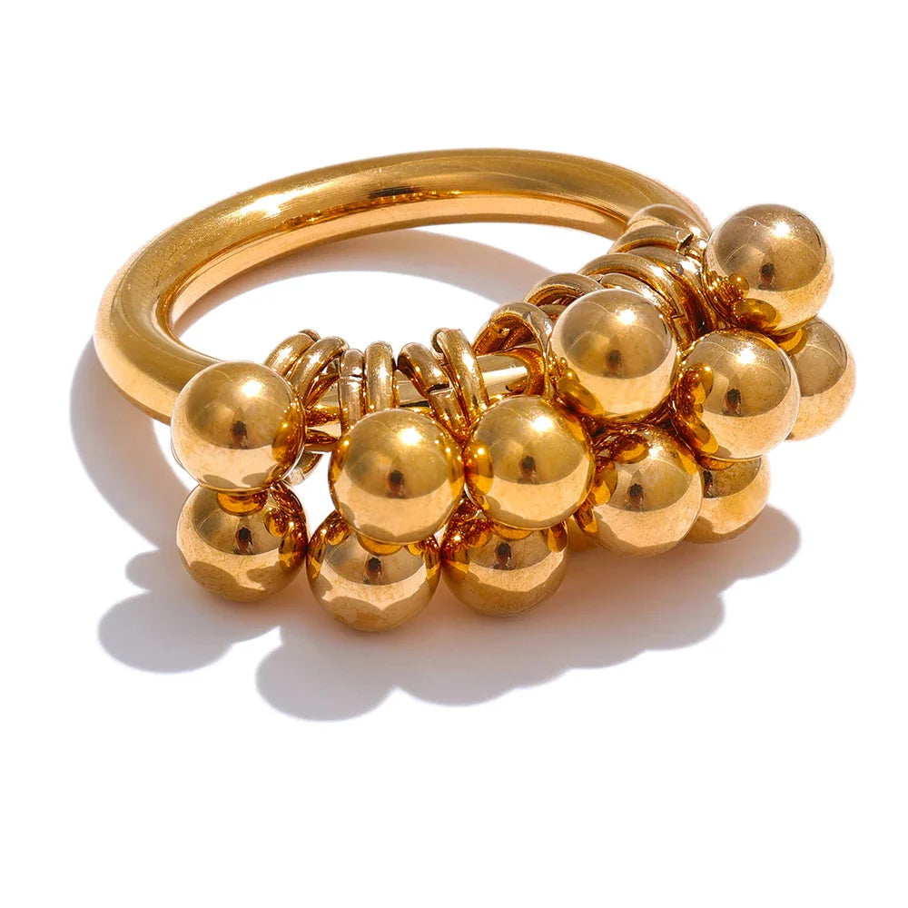 Anel Esferas Dourado 18K