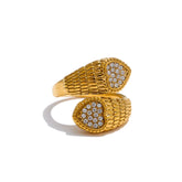 Anel Ajustável Coração com Zircônia – Ouro 18K