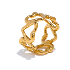 Anel Alma Coração Vazado com Banho de Ouro 18k – Delicadeza que Encanta