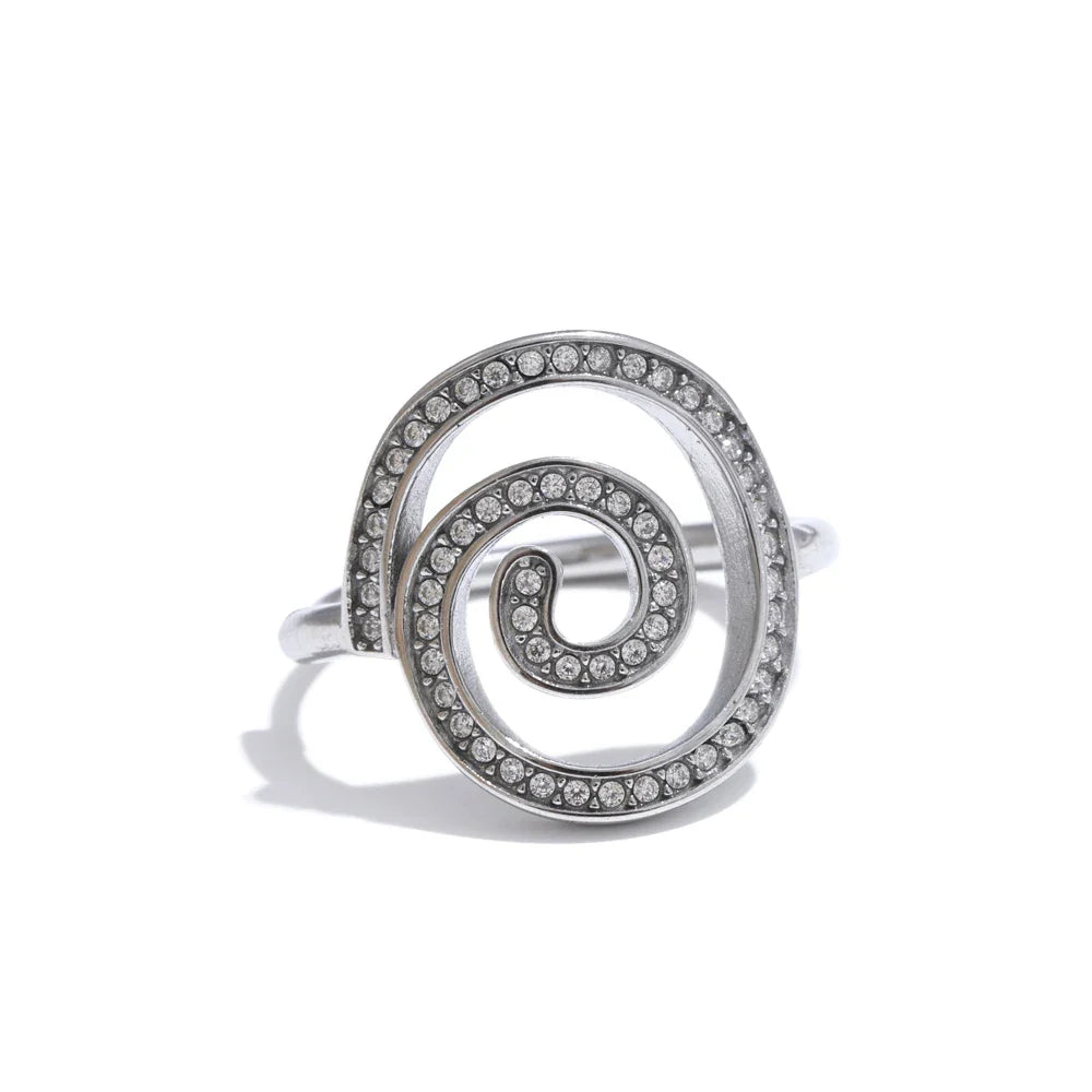 Anel Ajustável Geométrico com Zircônia Cúbica Banhado a Ouro 18K – Coleção Helena