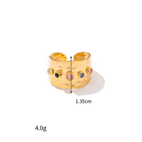 Anel de Declaração com Zircônia Colorida Banhado a Ouro 18K