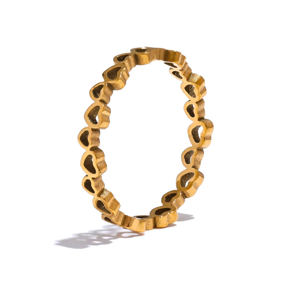 Anel Coração Fino Banhado a Ouro 18K
