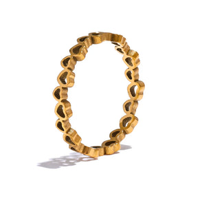 Anel Coração Fino Banhado a Ouro 18K