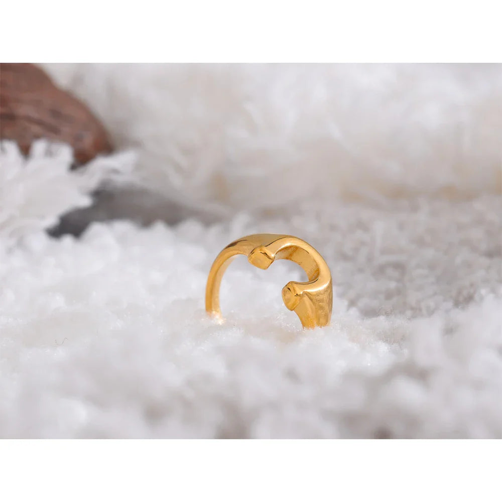 Anel U Textura Ouro 18K