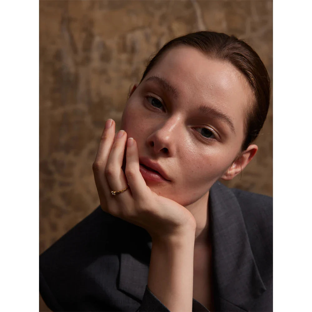 Anel Fino com Zircônia Cúbica Banhado a Ouro 18K