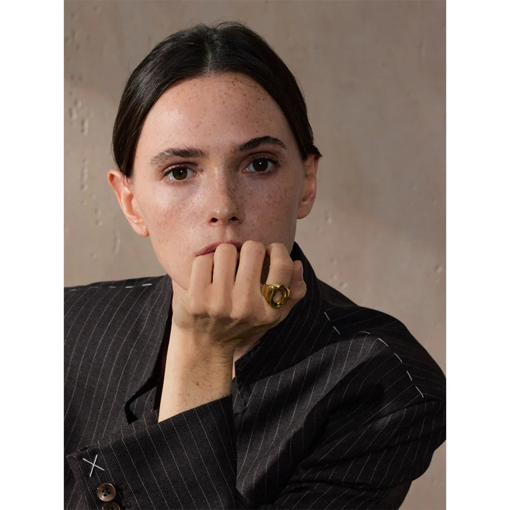 Anel Geométrico Oco Dourado 18K