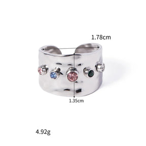 Anel de Declaração com Zircônia Colorida Banhado a Ouro 18K