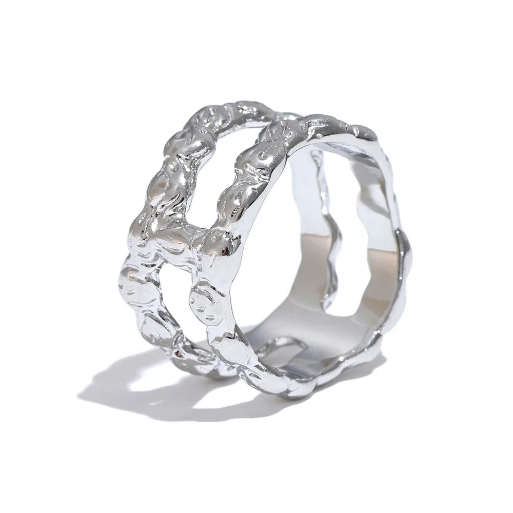 Anel Duplo Geométrico Ouro 18K