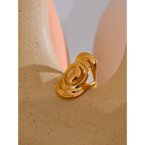 Anel Geométrico de Metal Banhado a Ouro 18K