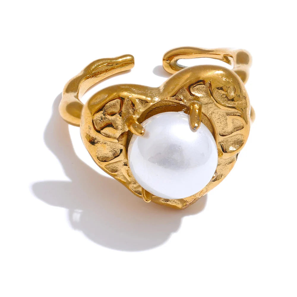 Anel Encanto de Pérola com Banho de Ouro 18k