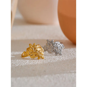 Anel Folhas Banhado a Ouro 18K